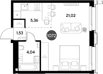 Планировка: Студия 32 м² в ЖК «ЭВО»