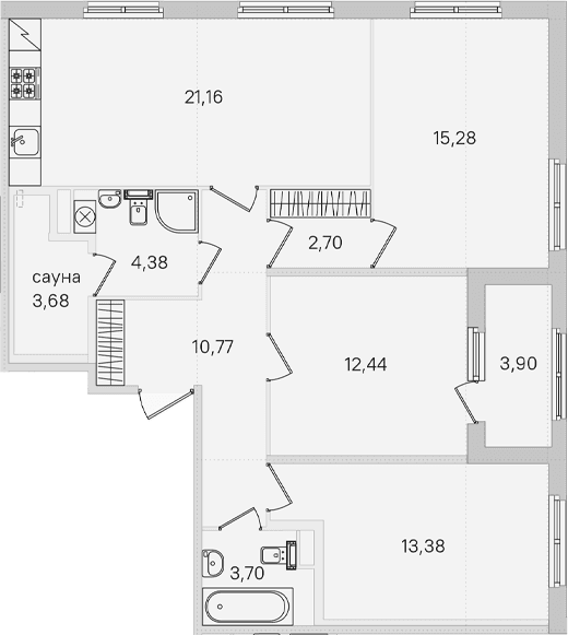 Планировка: 3-комнатная квартира 87,5 м² в ЖК «Дубровский»