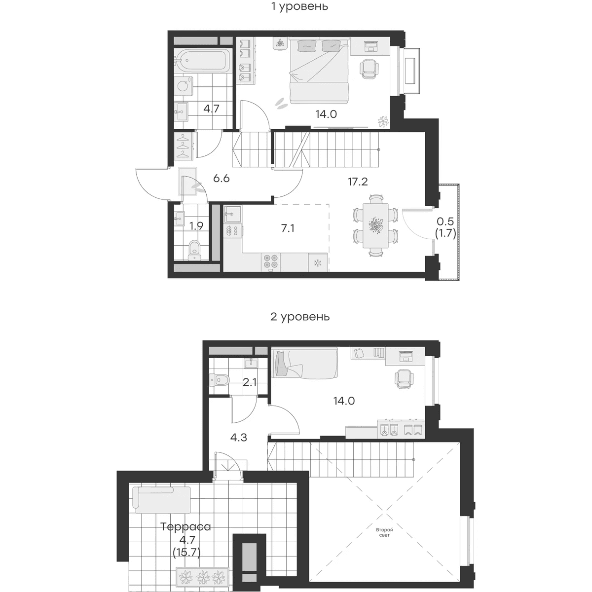 Планировка: Евротрёшка 71,9 м² в ЖК «Михалевич»