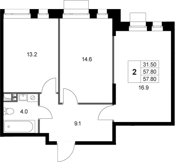 2-комнатная квартира