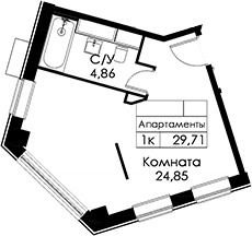 Планировка: Студия 28,5 м² в ЖК «Вольта»