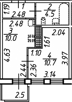 Планировка: 1-комнатная квартира 28,2 м² в ЖК «Аэросити Клаб»