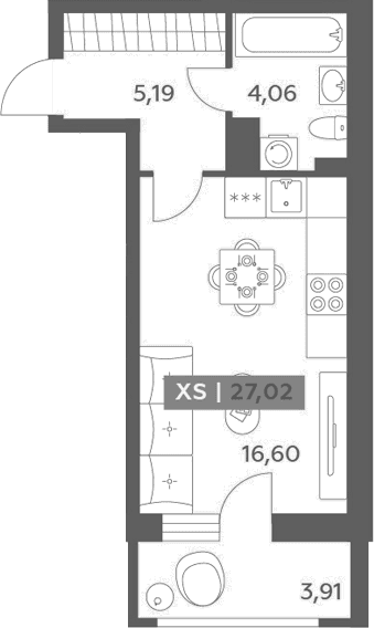 Планировка: Студия 25,9 м² в ЖК «Аквилон РекаПарк»