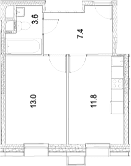 1-комнатная квартира