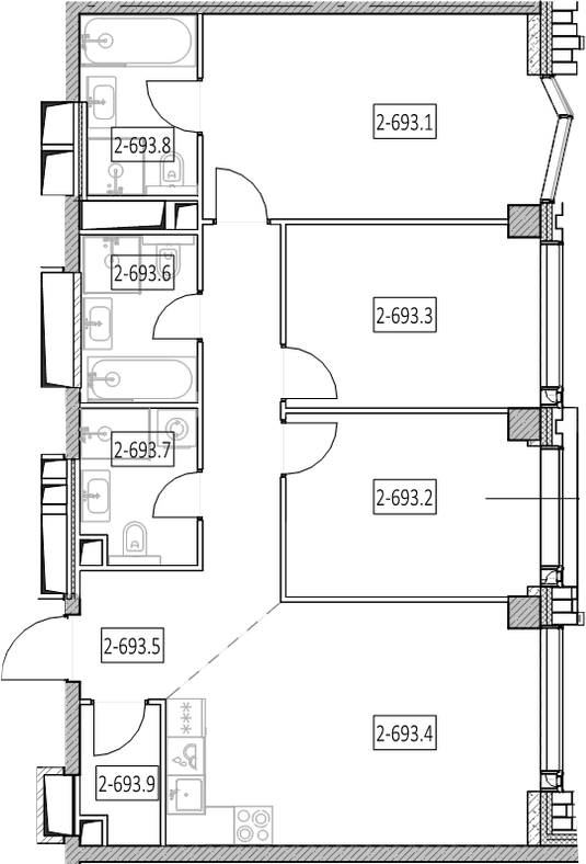 Планировка: Квартира евро-4 88,3 м² в ЖК «Айс Тауэрс»