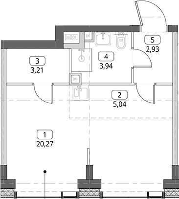 Планировка: Студия 35,4 м² в ЖК «СИТИДЗЕН»
