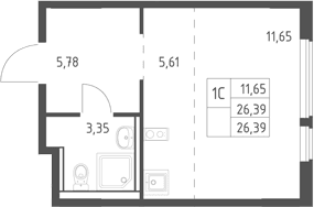 Планировка: Студия 26,4 м² в ЖК «Егорово парк»