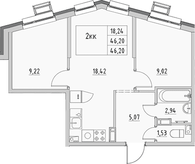 2-комнатная квартира