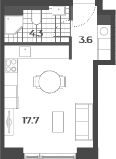 Планировка: Студия 25,6 м² в ЖК «Вейв»