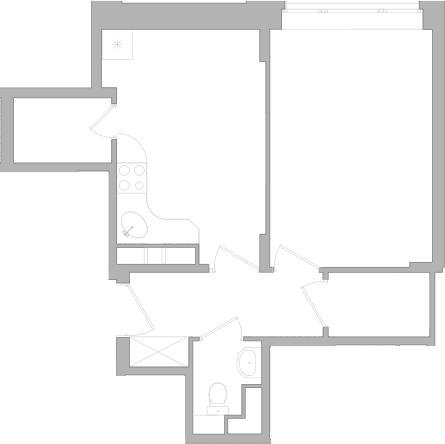 Планировка: Квартира 44,1 м² в ЖК «Маршал»