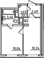 Планировка: 1-комнатная квартира 27,9 м² в ЖК «Старлайт»