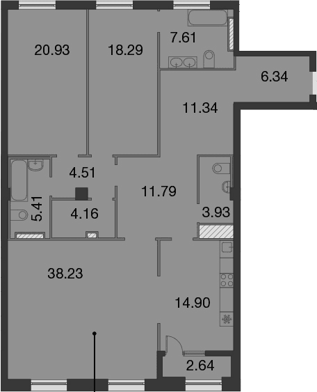 Планировка: 3-комнатная квартира 148,4 м² в ЖК «Neva Haus»