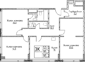 3-комнатная квартира