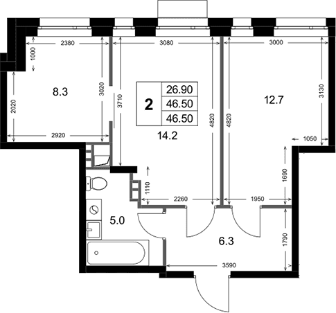 2-комнатная квартира
