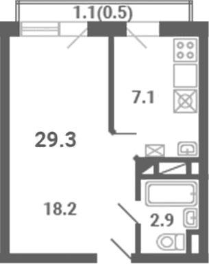 1-комнатная квартира