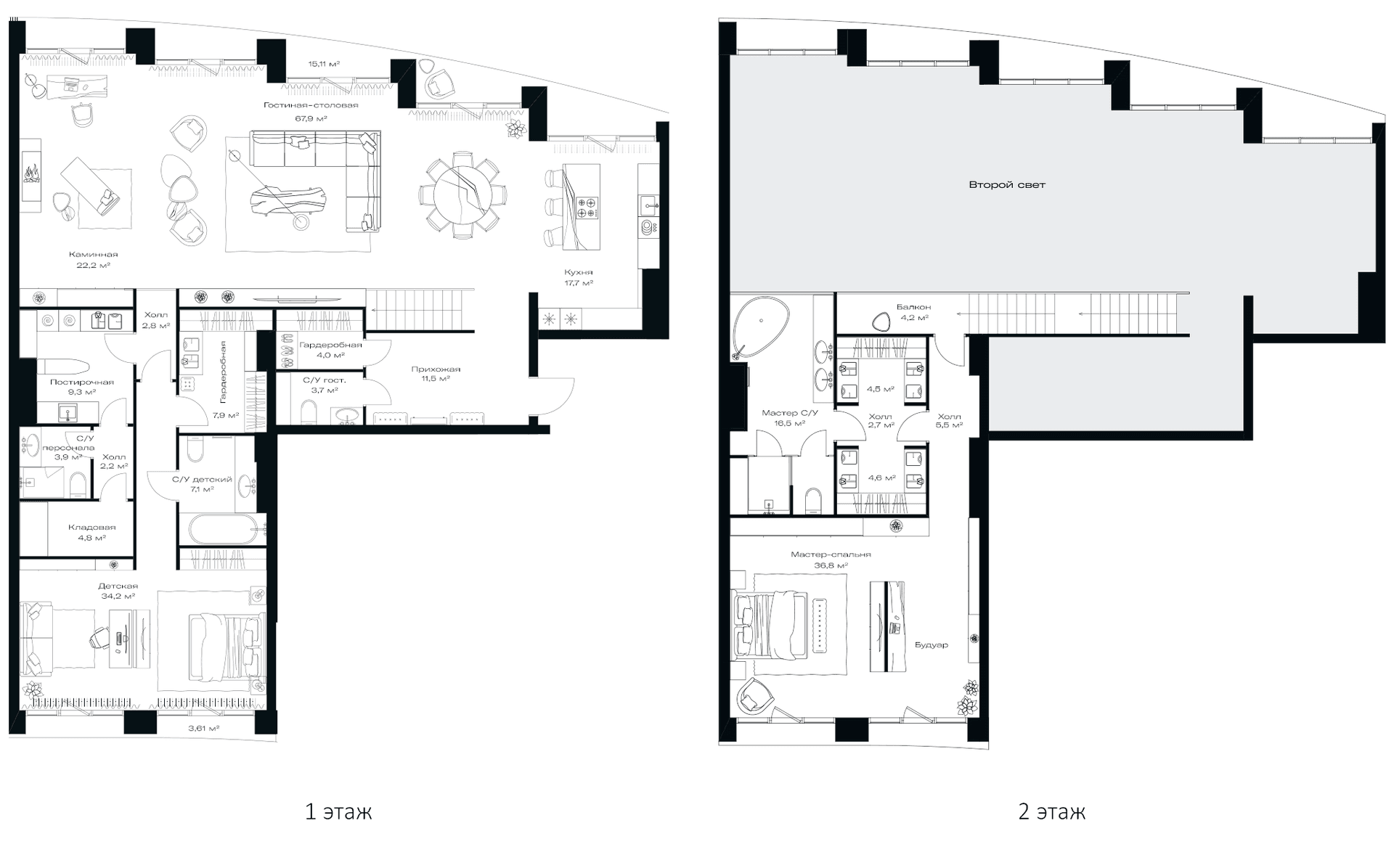 Планировка: Евротрёшка 270,8 м² в ЖК «Опус»