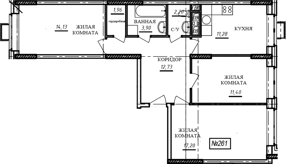 3-комнатная квартира