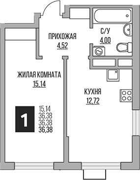 1-комнатная квартира