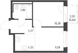 Планировка: Евродвушка 32,2 м² в ЖК «Живи! В Рыбацком»