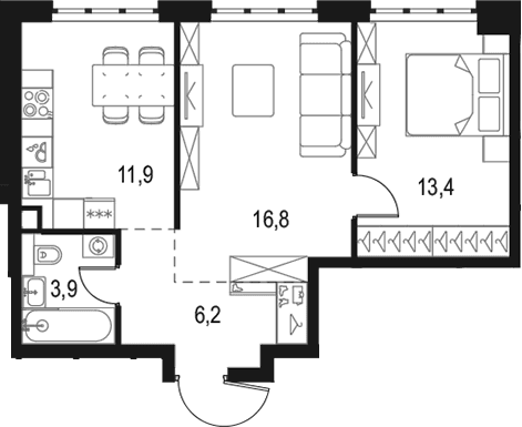2-комнатная квартира