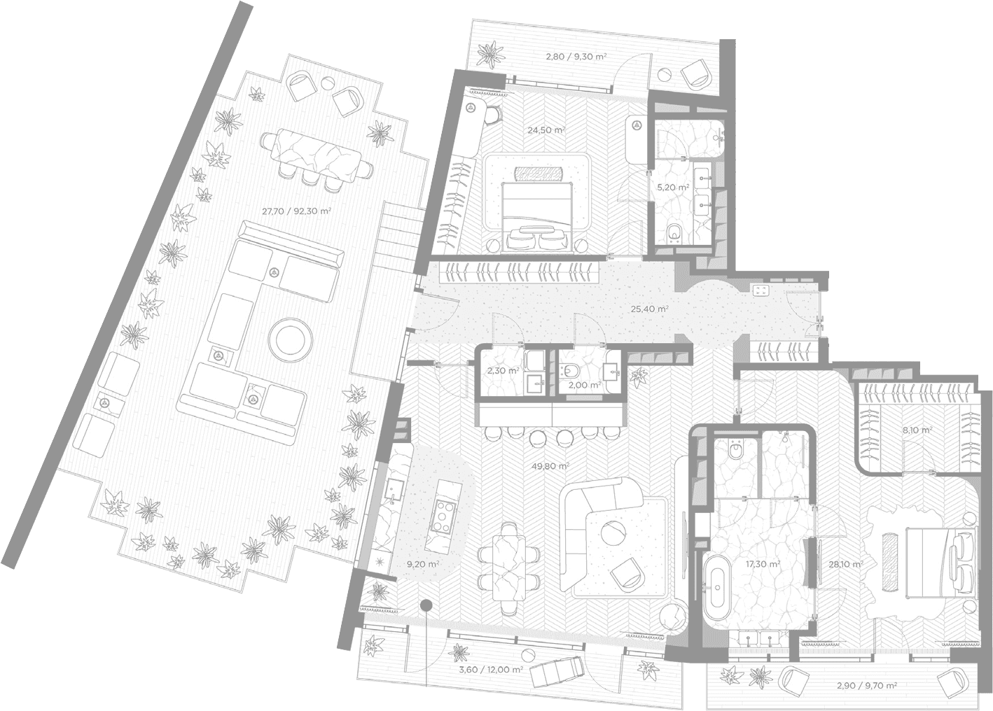 Планировка: 2-комнатная квартира 171,9 м² в ЖК «Николь»