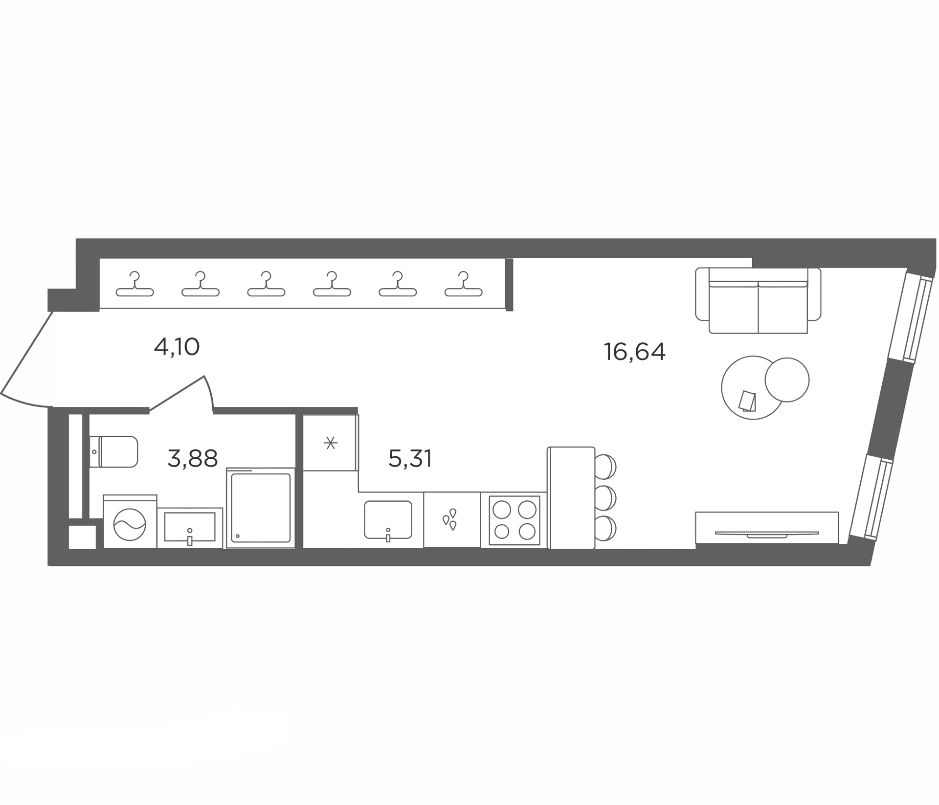 Планировка: Студия 29,9 м² в ЖК «Сикрет Гарден»