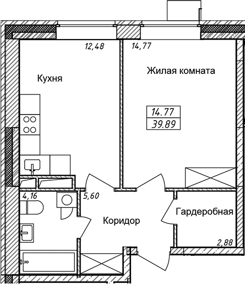 1-комнатная квартира