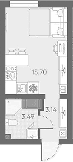 Планировка: Студия 22,3 м² в ЖК «Морская миля»