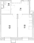 1-комнатная квартира