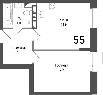 1-комнатная квартира