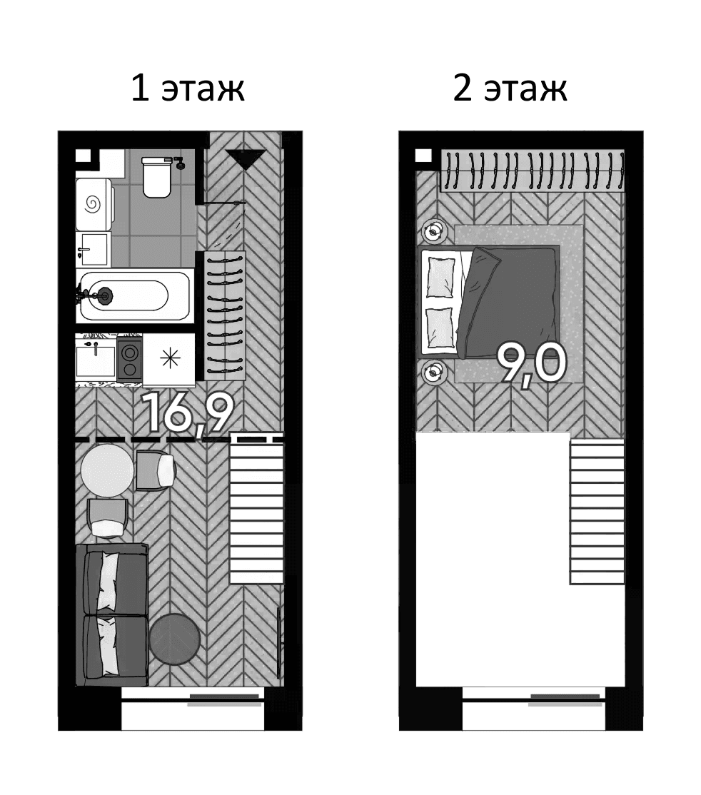 Планировка: Студия 23,7 м² в ЖК «Зорге, 9»