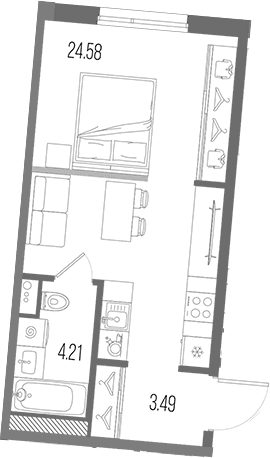 Планировка: Студия 32,3 м² в ЖК «Легенда Васильевского»