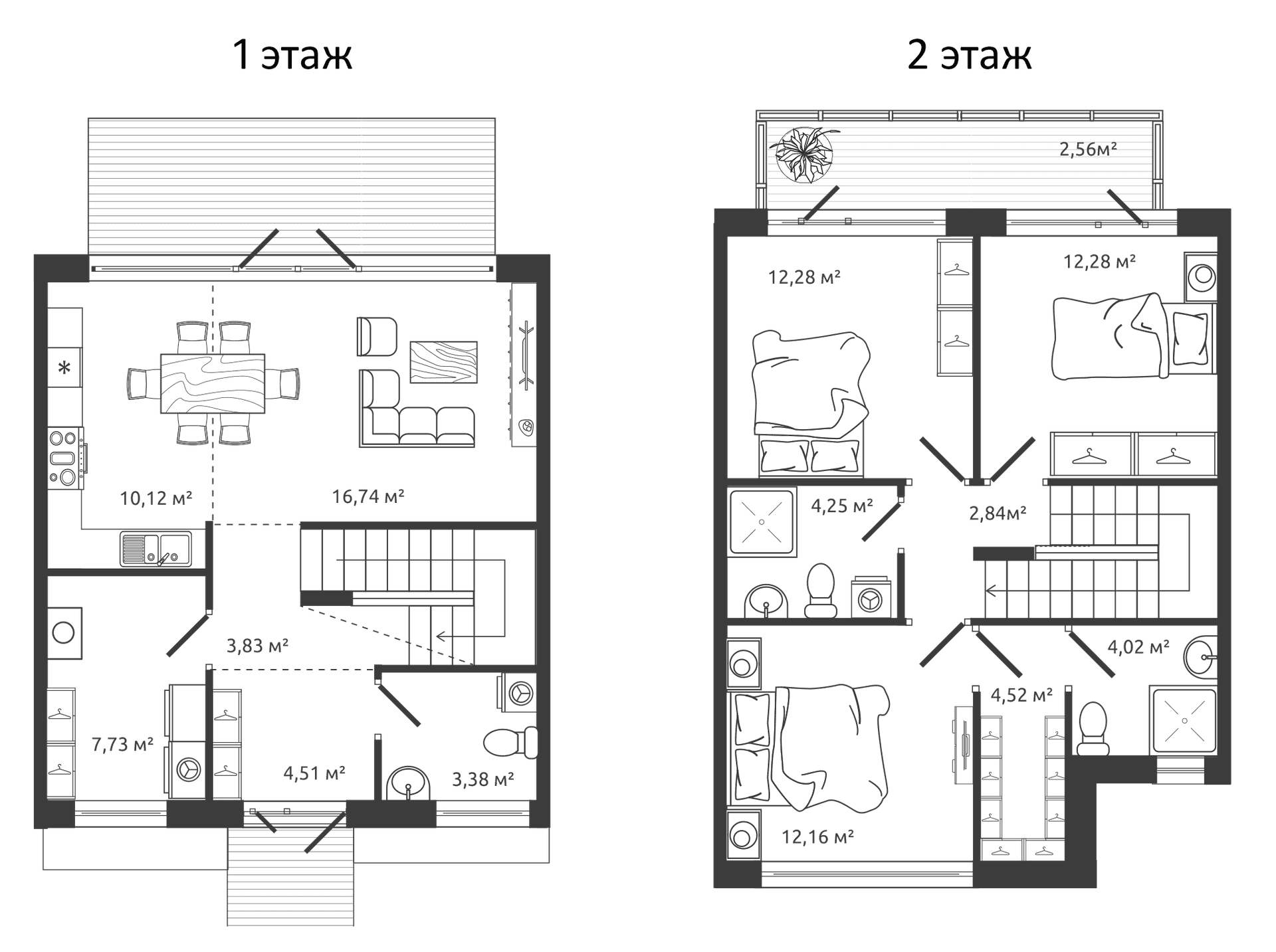 Планировка: Таунхаус 98,7 м² в ЖК «Коттеджный поселок Моменты.Репино»