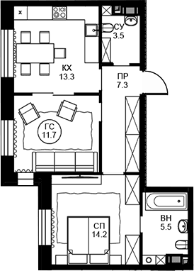 2-комнатная квартира