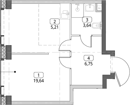 Планировка: Студия 35,2 м² в ЖК «СИТИДЗЕН»