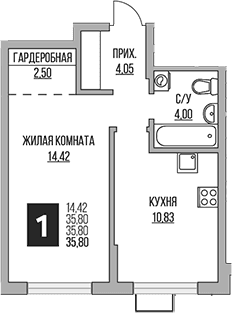 1-комнатная квартира