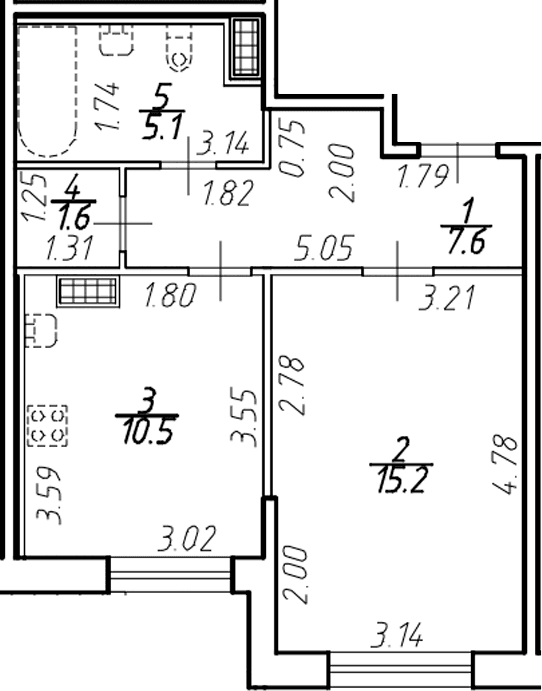 Планировка: 1-комнатная квартира 39,7 м² в ЖК «Ингрия Лэнд»