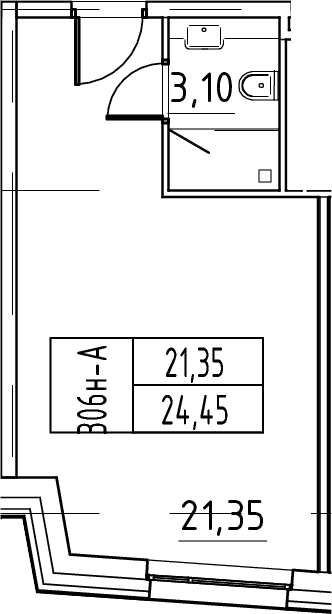 Планировка: Студия 24,5 м² в ЖК «ЙЕС Лидер»