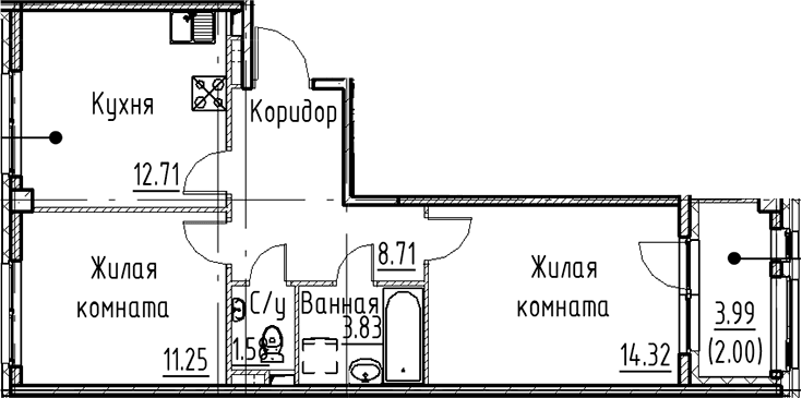 2-комнатная квартира