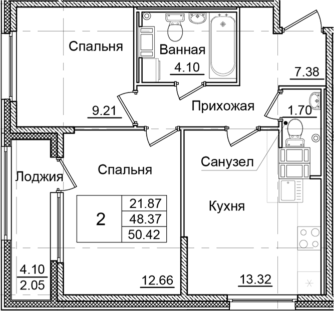 2-комнатная квартира