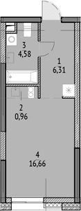 Планировка: Студия 28,5 м² в ЖК «N'ICE LOFT»