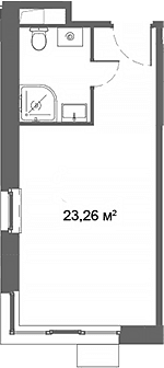 Планировка: Студия 23,3 м² в ЖК «Ситимикс»