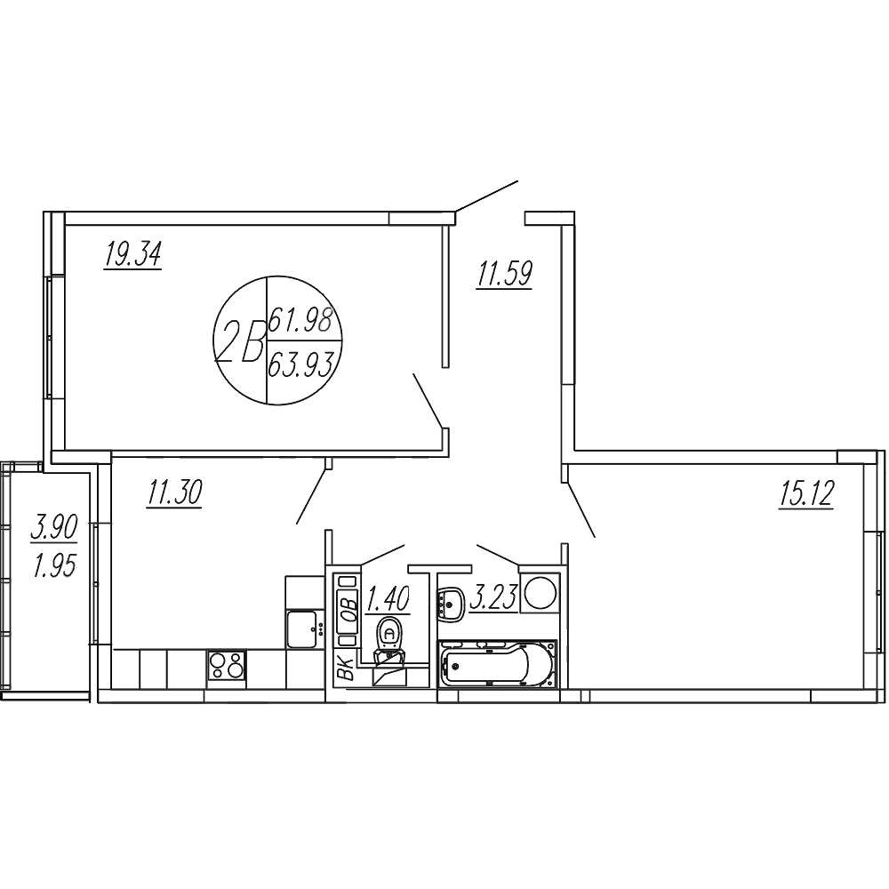 2-комнатная квартира