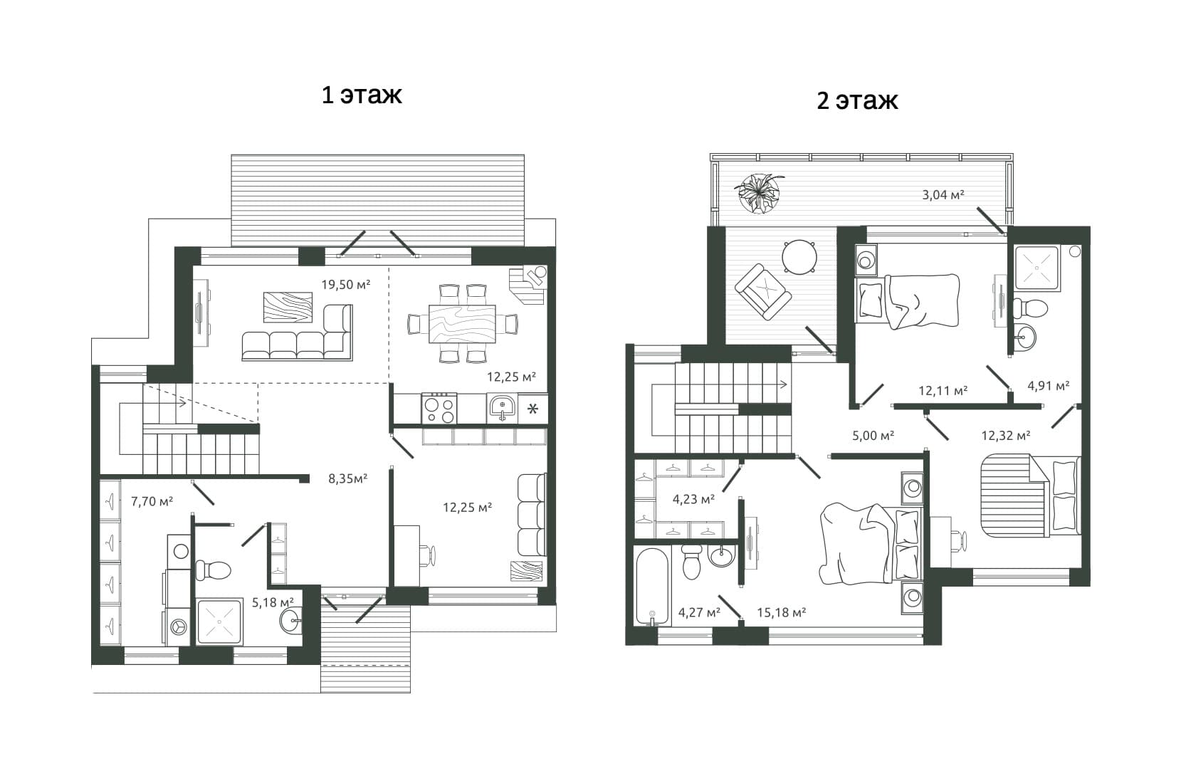 Планировка: Таунхаус 124,2 м² в ЖК «Коттеджный поселок Моменты.Репино»