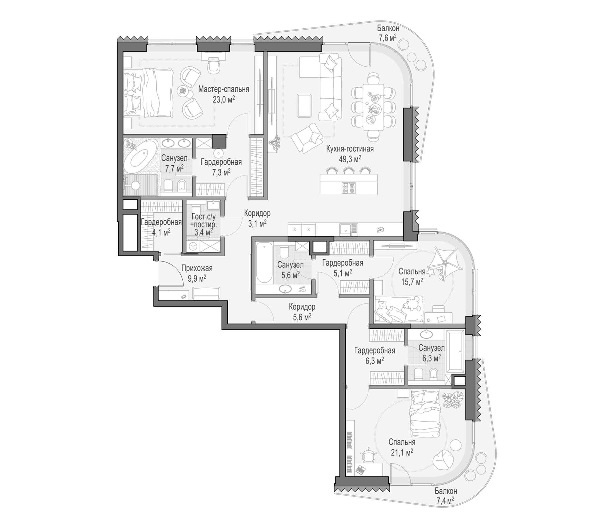 3-комнатная квартира