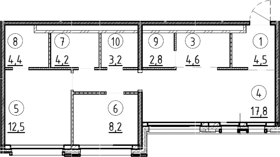 Планировка: 2-комнатная квартира 65,8 м² в ЖК «Дом А»
