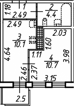 Планировка: 1-комнатная квартира 28,1 м² в ЖК «Аэросити Клаб»