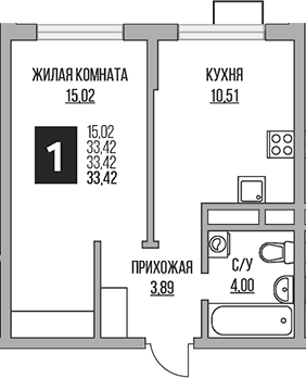 1-комнатная квартира