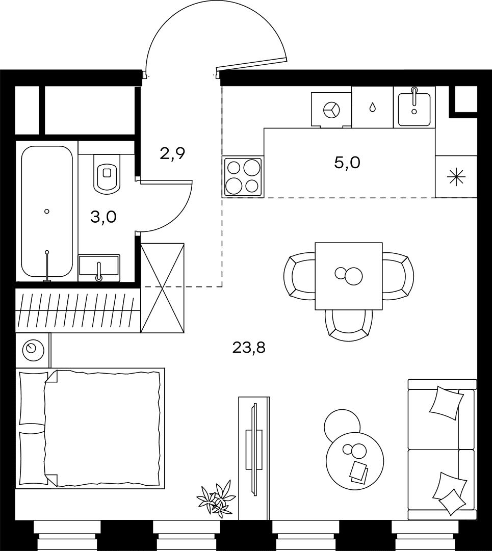 1-комнатная квартира