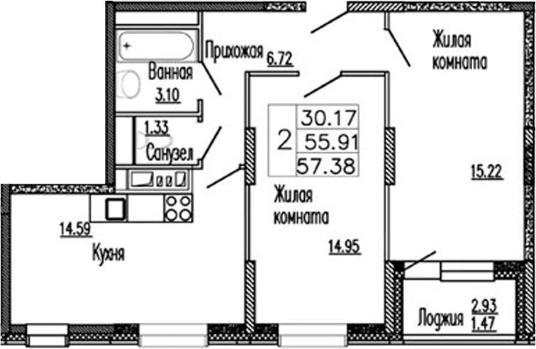 2-комнатная квартира
